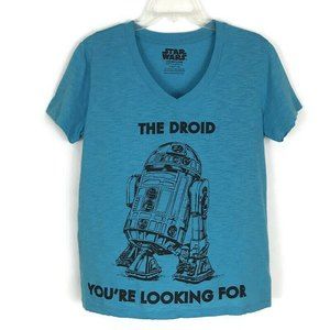 Star Wars Womens Shirt Size L Large (11-13) Juniors Aqua Short Sleeve The Droid